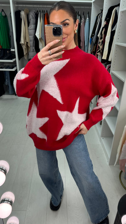 Patrina Boucle Star Pattern Loose Fit Jumper