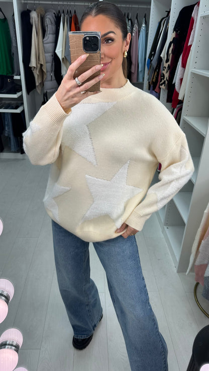 Patrina Boucle Star Pattern Loose Fit Jumper