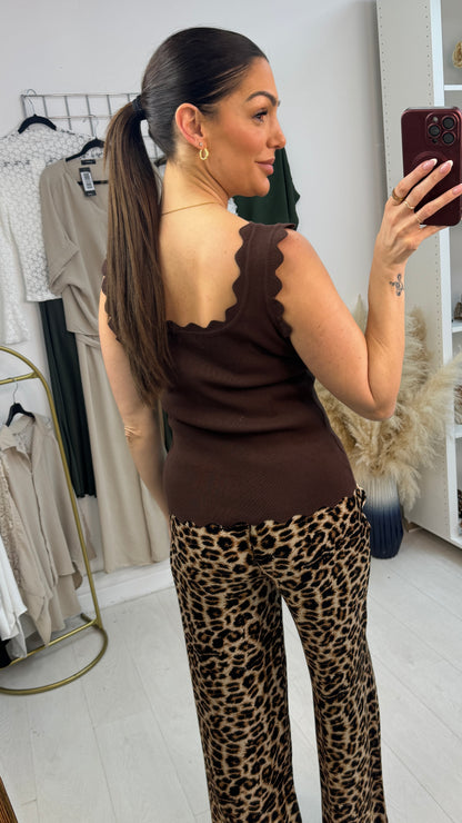 Mila Plain Ribbed Knit Vest Top