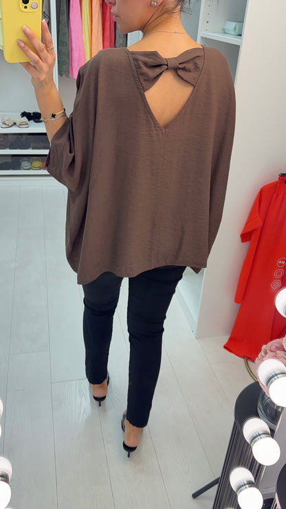 Mylana Plain Bow Back Loose Fit Top