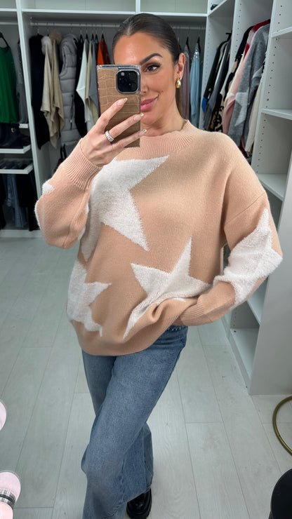 Patrina Boucle Star Pattern Loose Fit Jumper