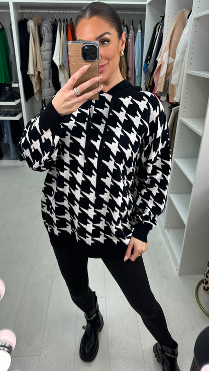 Amrita Dogtooth Super Soft Draw String Hooded Jumper