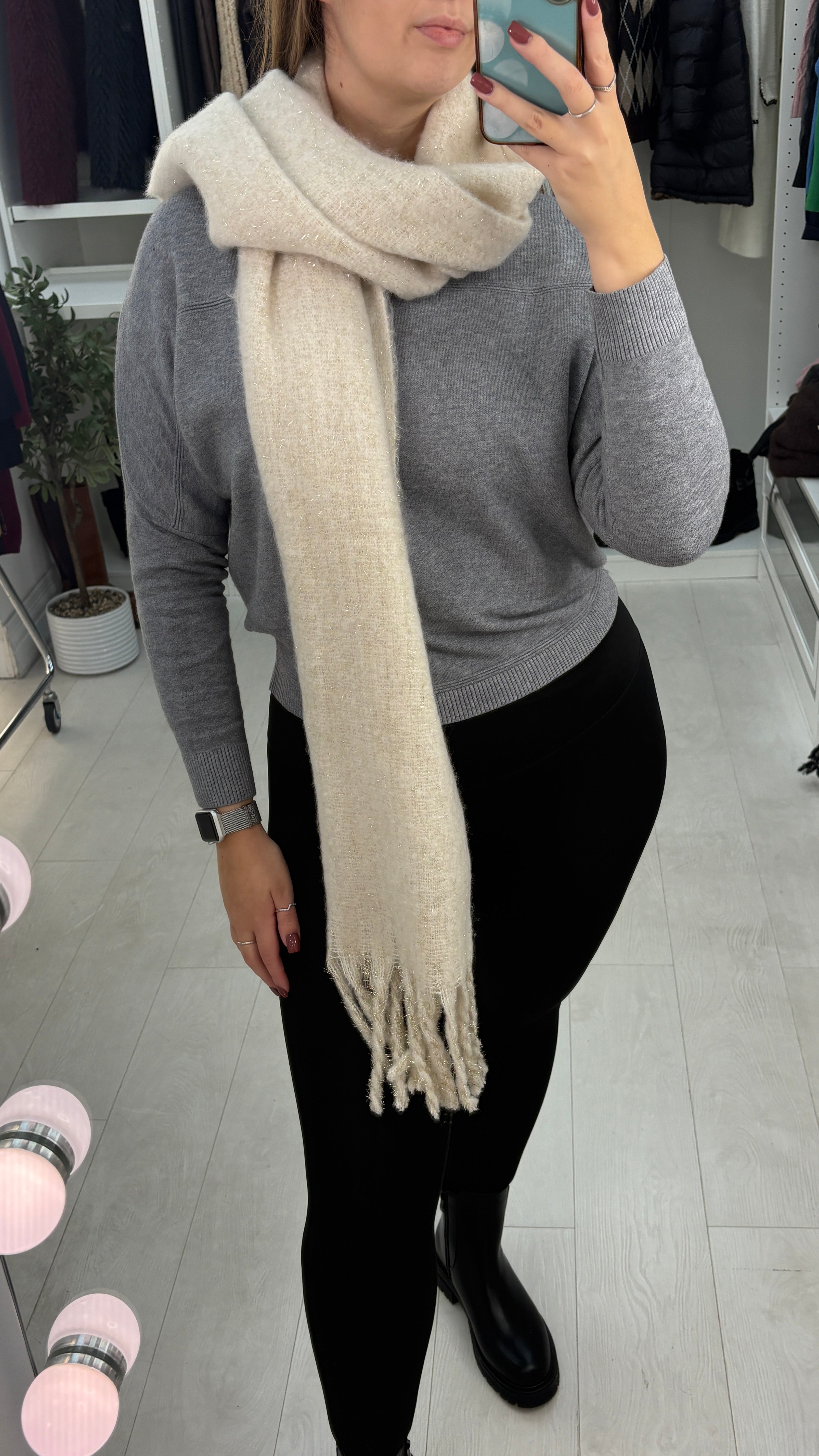 Sallie Sparkly Metallic Detailed Super Soft Scarf