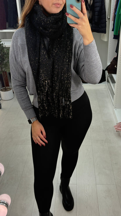 Sallie Sparkly Metallic Detailed Super Soft Scarf