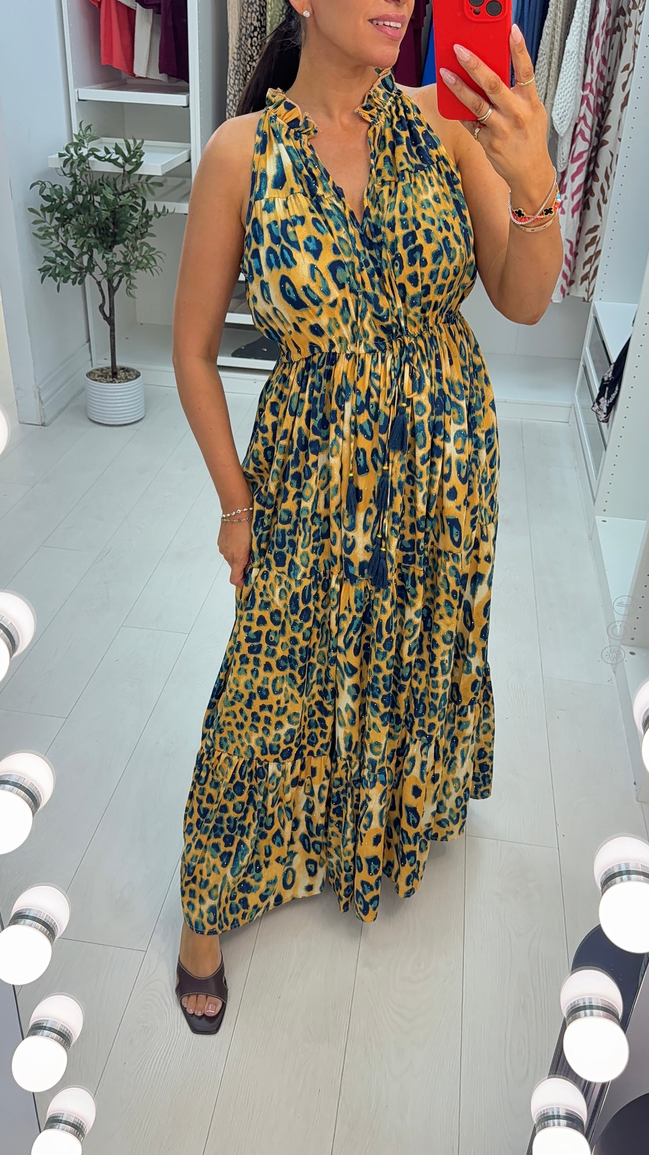Rosalind Embellished V Neck Maxi Smock Dress