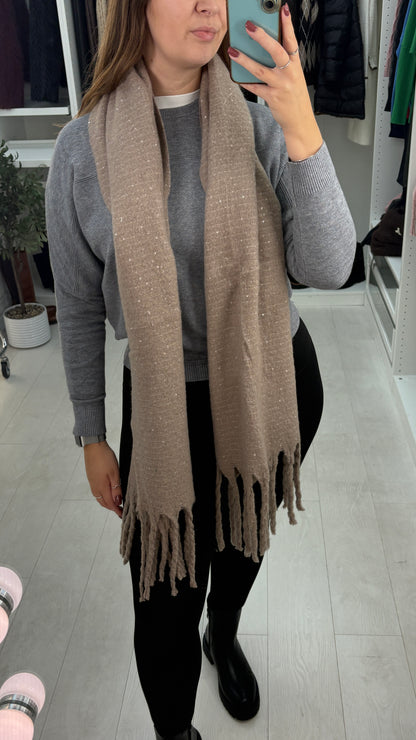 Vanessa Sequin Detailed Chunky Fluffy Scarf