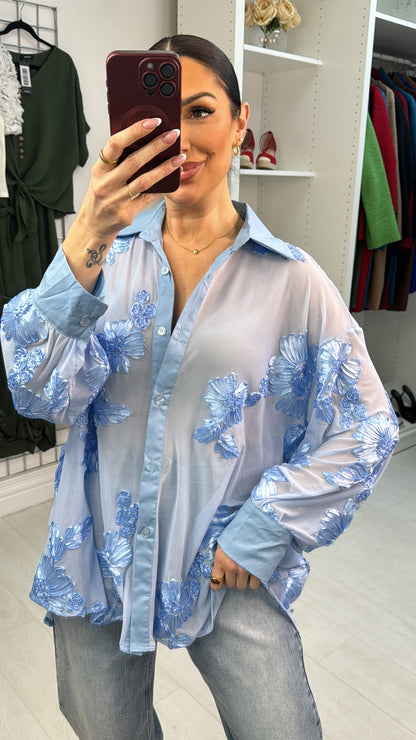 Claudia Embroidered Floral Loose Fit Blouse