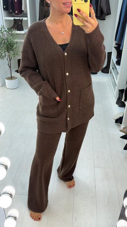 Hollis Plain Longline Cardigan Loungewear Set