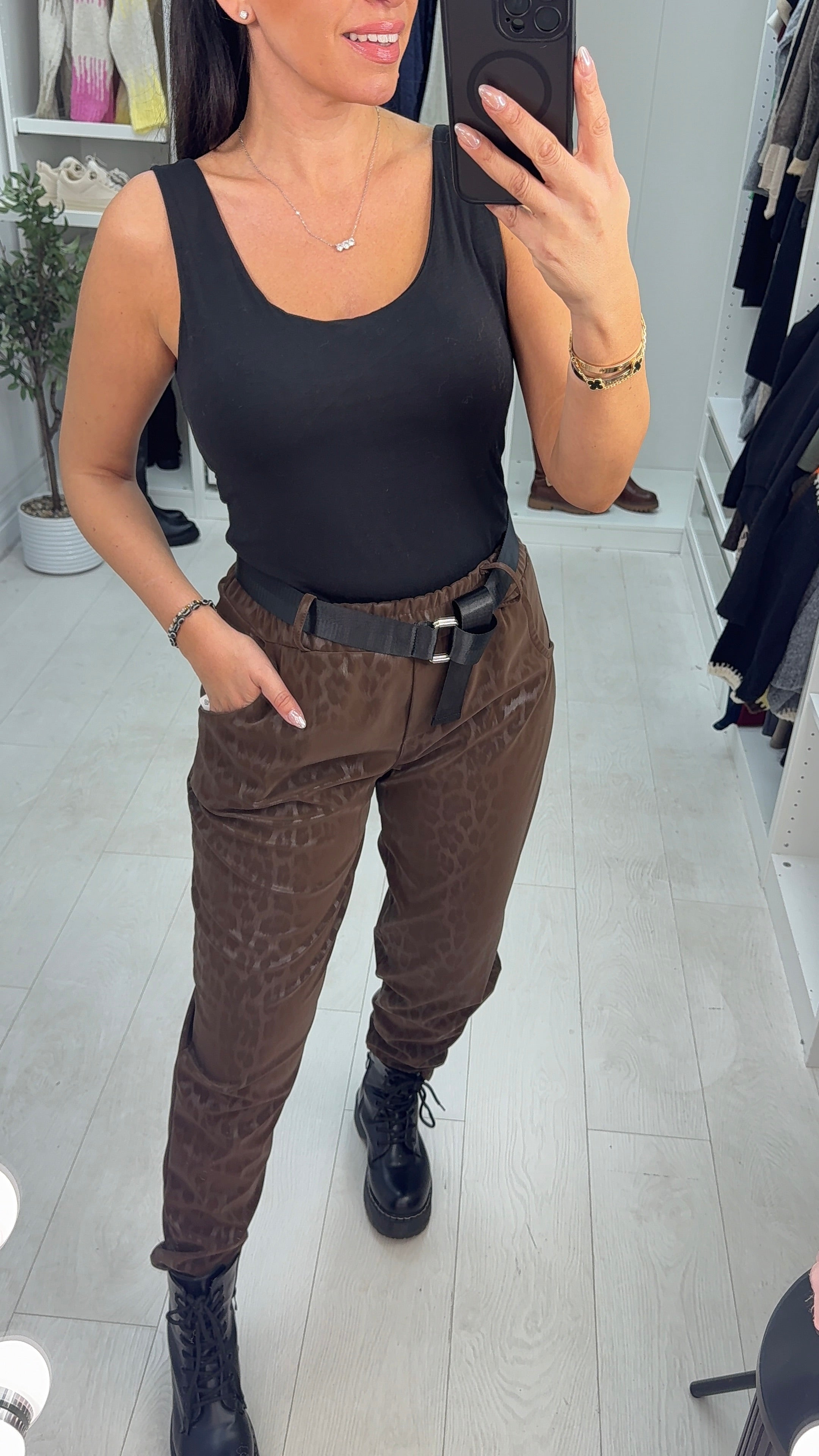 Tulissa Leopard Print Belted Trousers