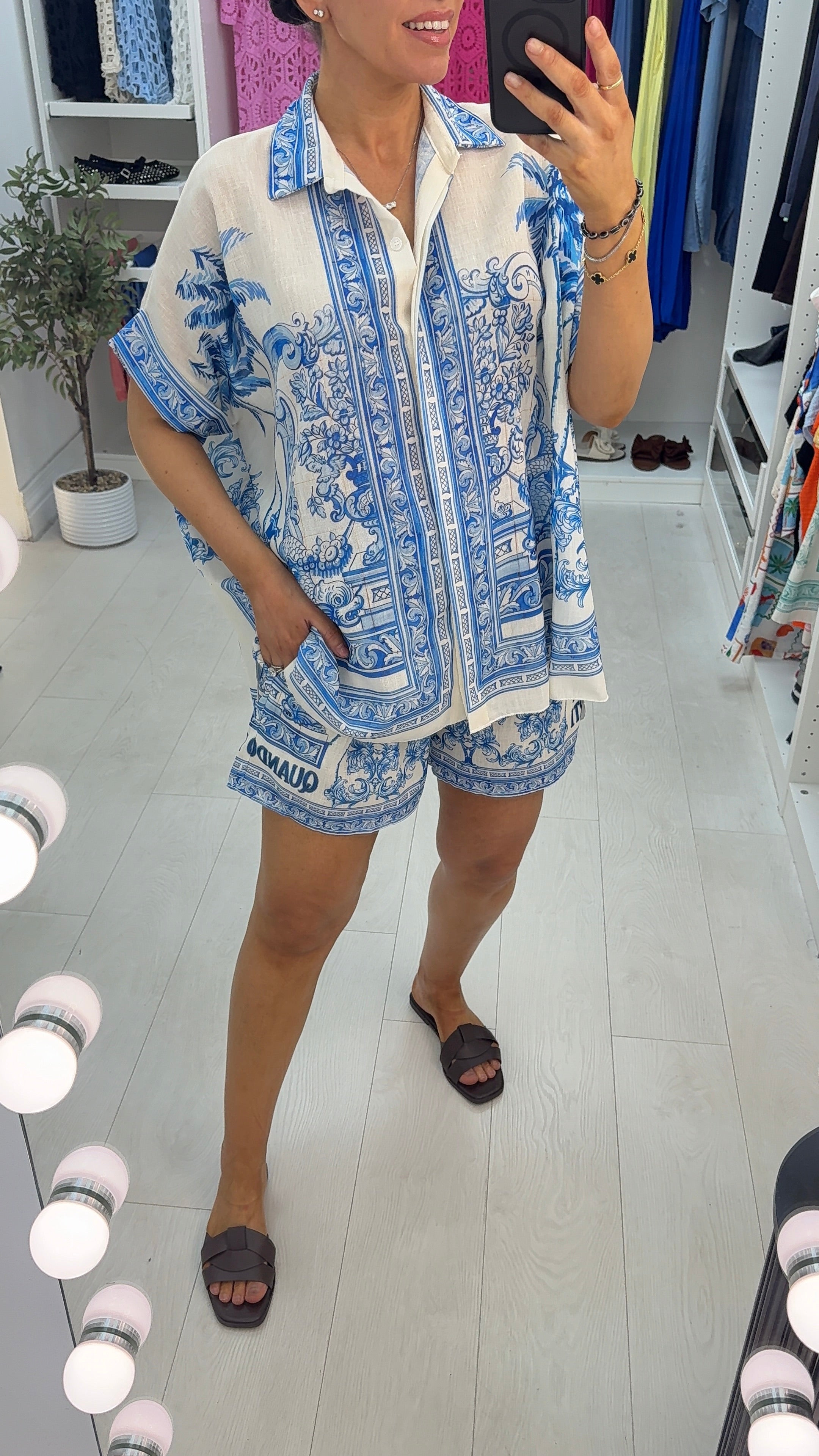 Channon Printed Loose Fit Shirt & Shorts Co-Ord Set