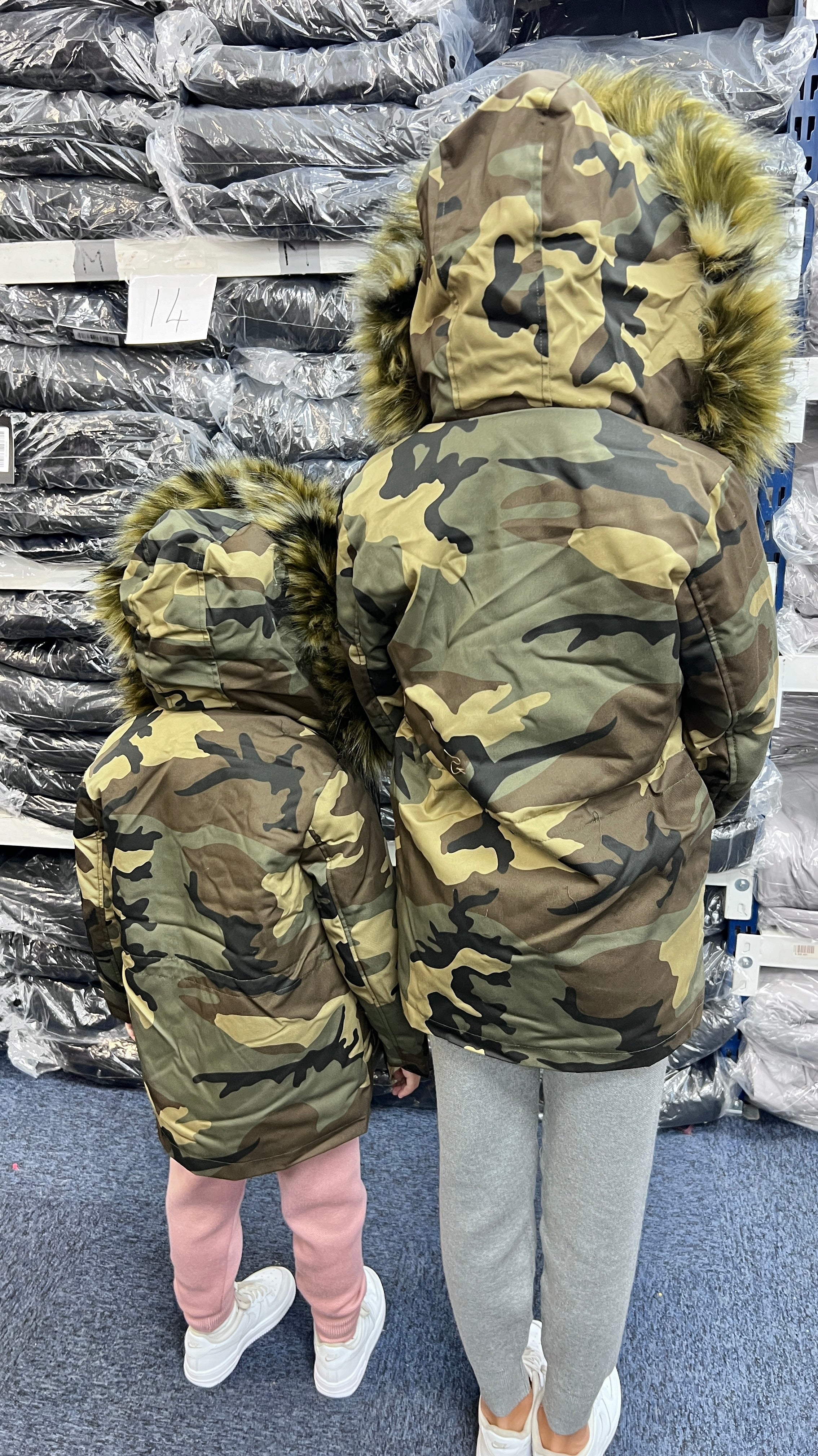 Sofia Kids Khaki Faux Fur Camouflage Coat