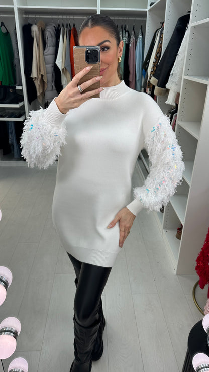 Malana Plain Detailed Sleeve Knit Jumper