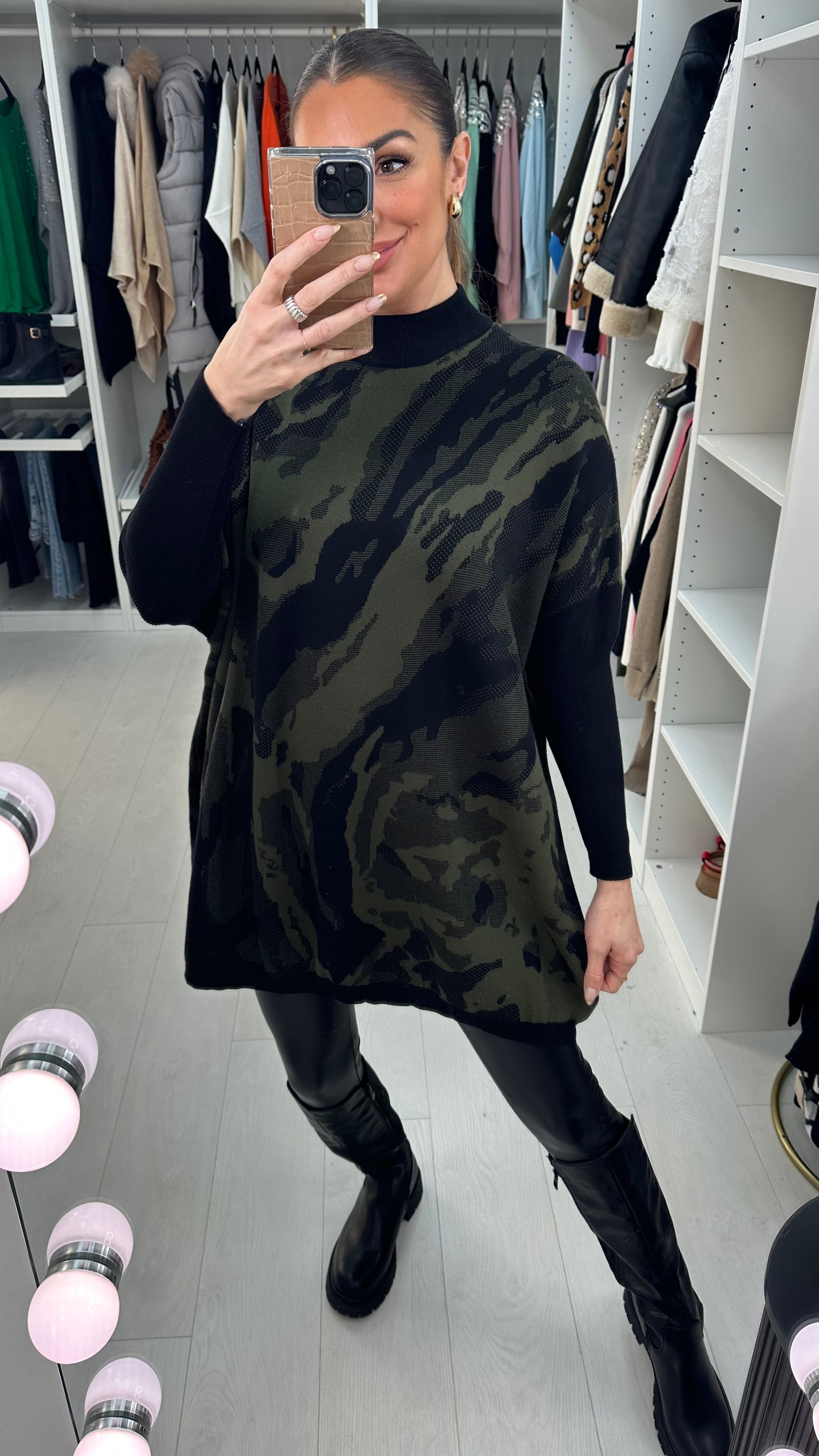 Shanna Abstract Oversized High Neck Jumper