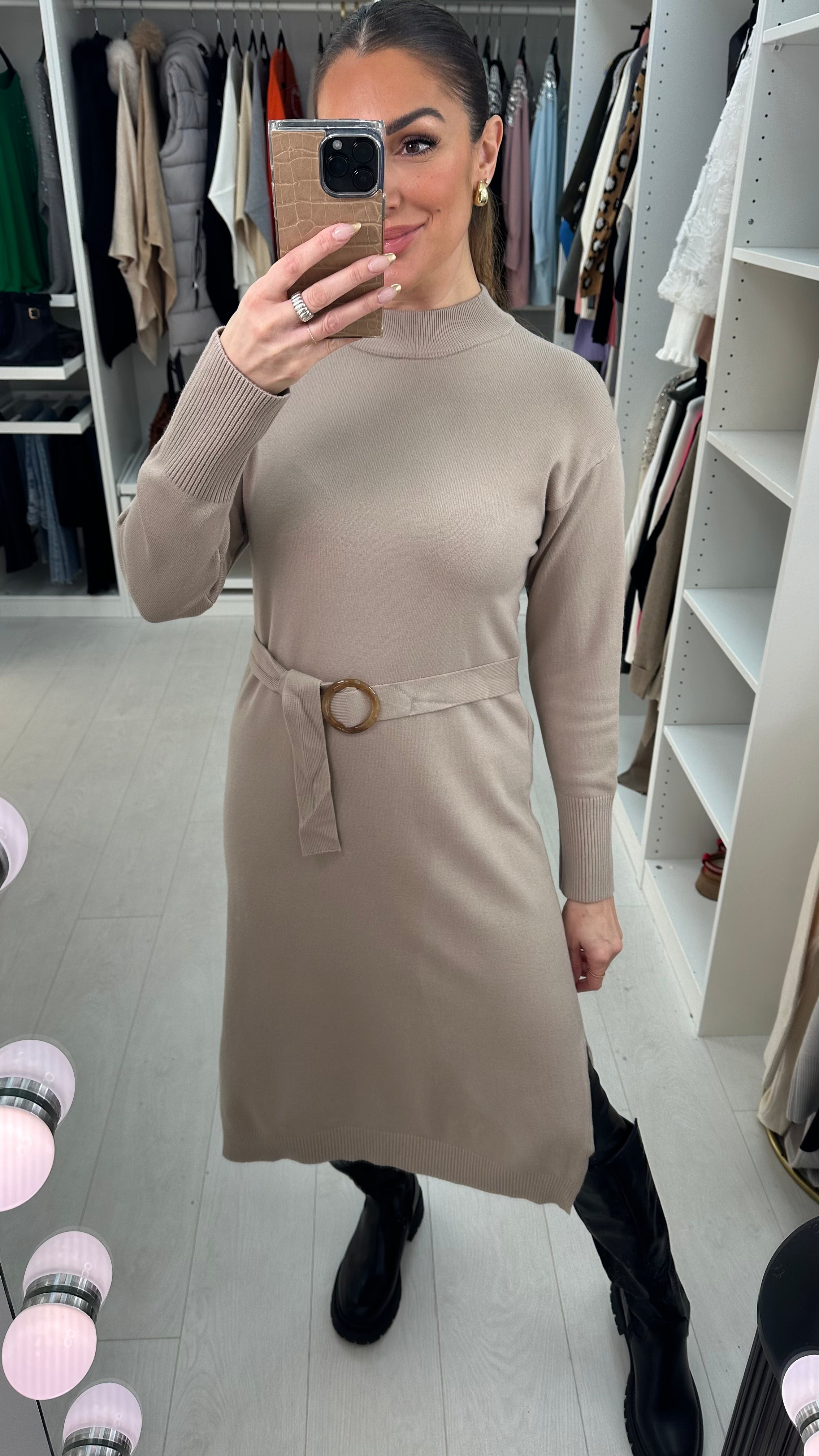 Rosabella Plain Knitted Jumper Dress