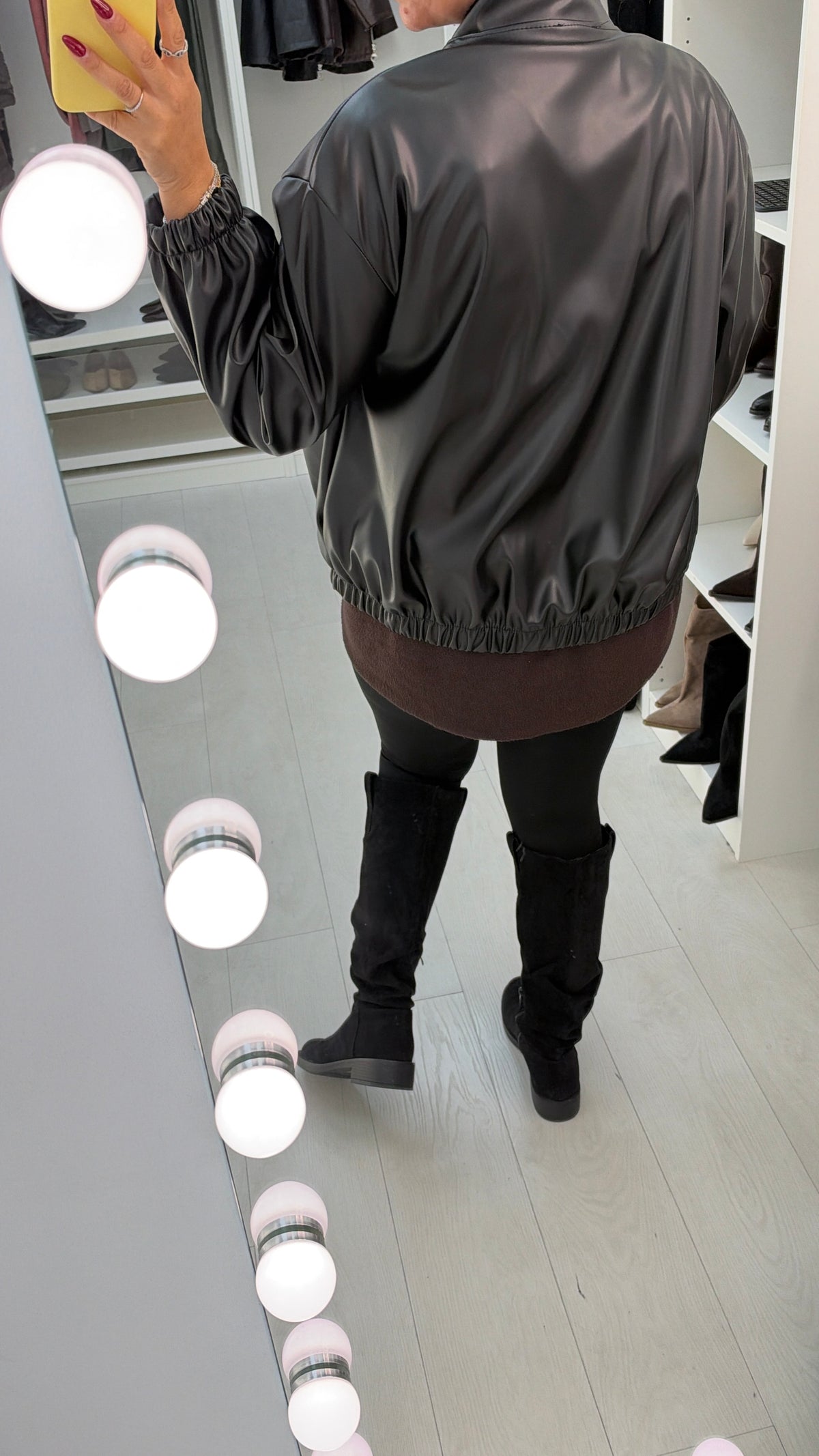Paulette Faux Leather Zip Front Jacket