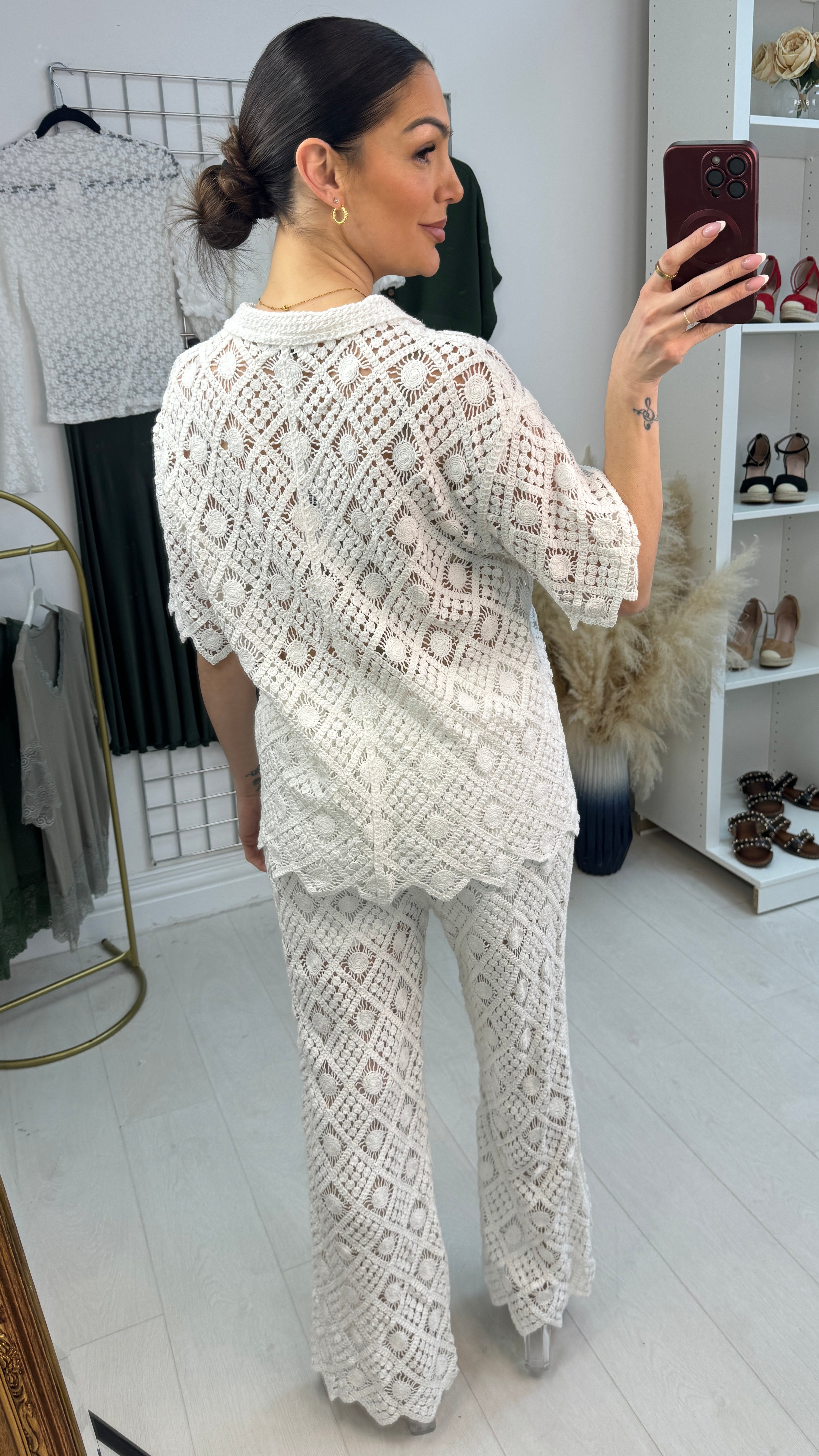 Elira Crochet Shirt & Trousers Co-Ord Set