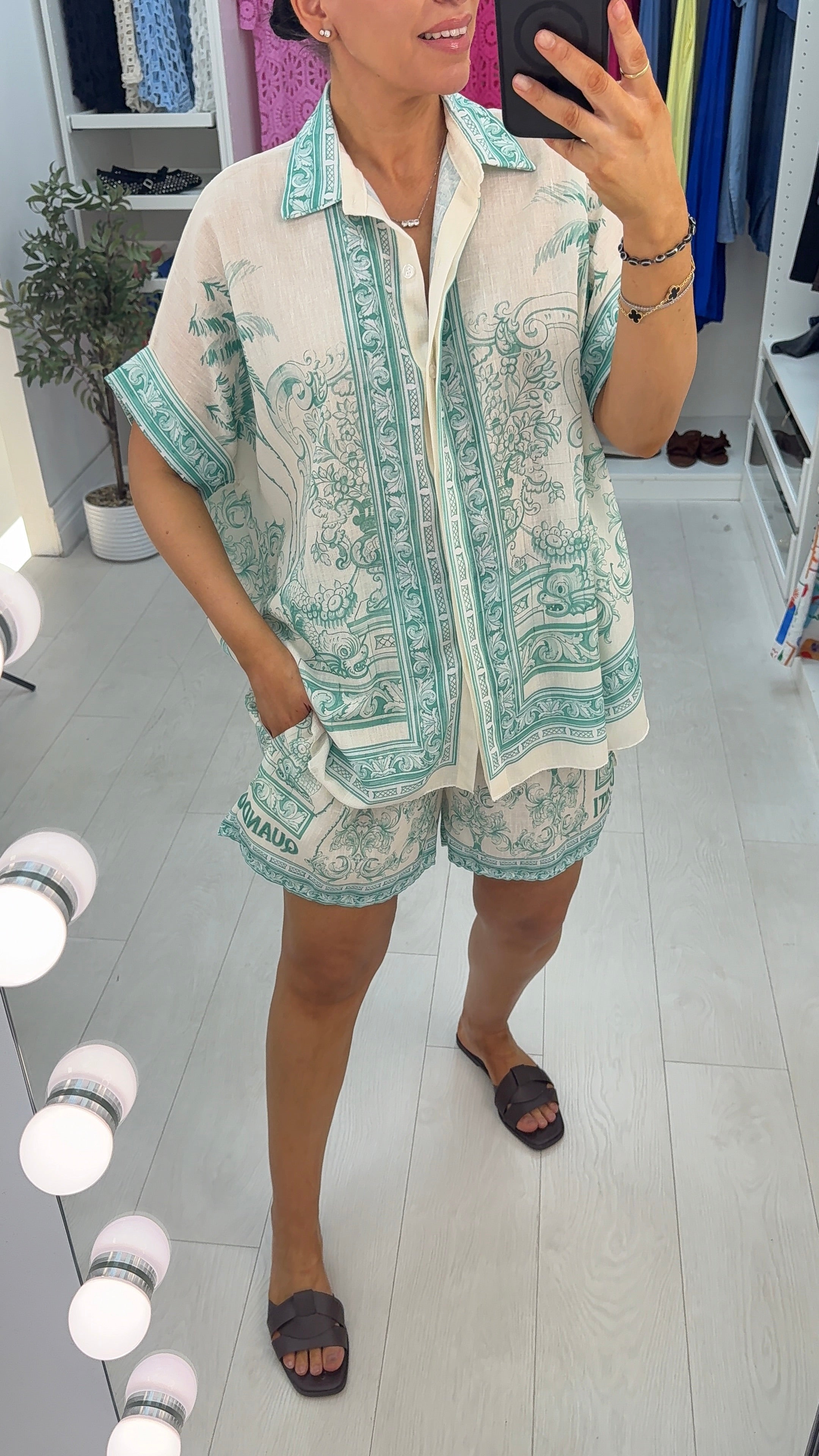 Channon Printed Loose Fit Shirt & Shorts Co-Ord Set