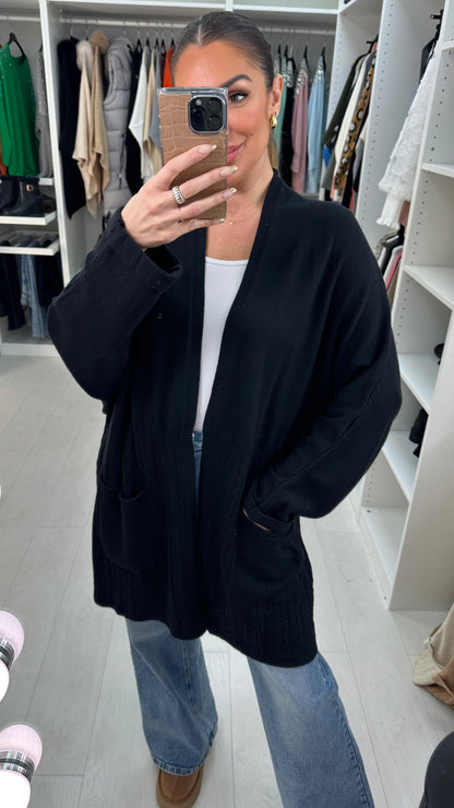 Penelope Cable knit Panel Brooch Cardigan