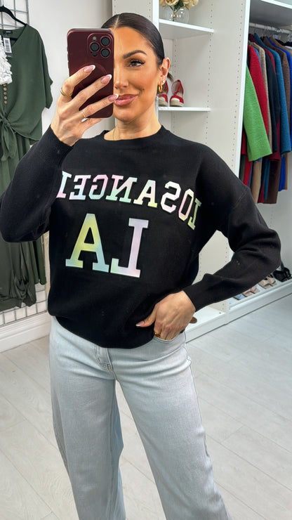 Loraine 'Los Angeles' Slogan Crew Neck Jumper