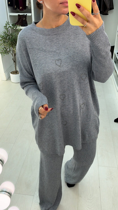 Basilia Embellished Heart Detail Loungewear Set