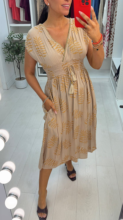 Neeta Embellished Drawstring Waist Dress