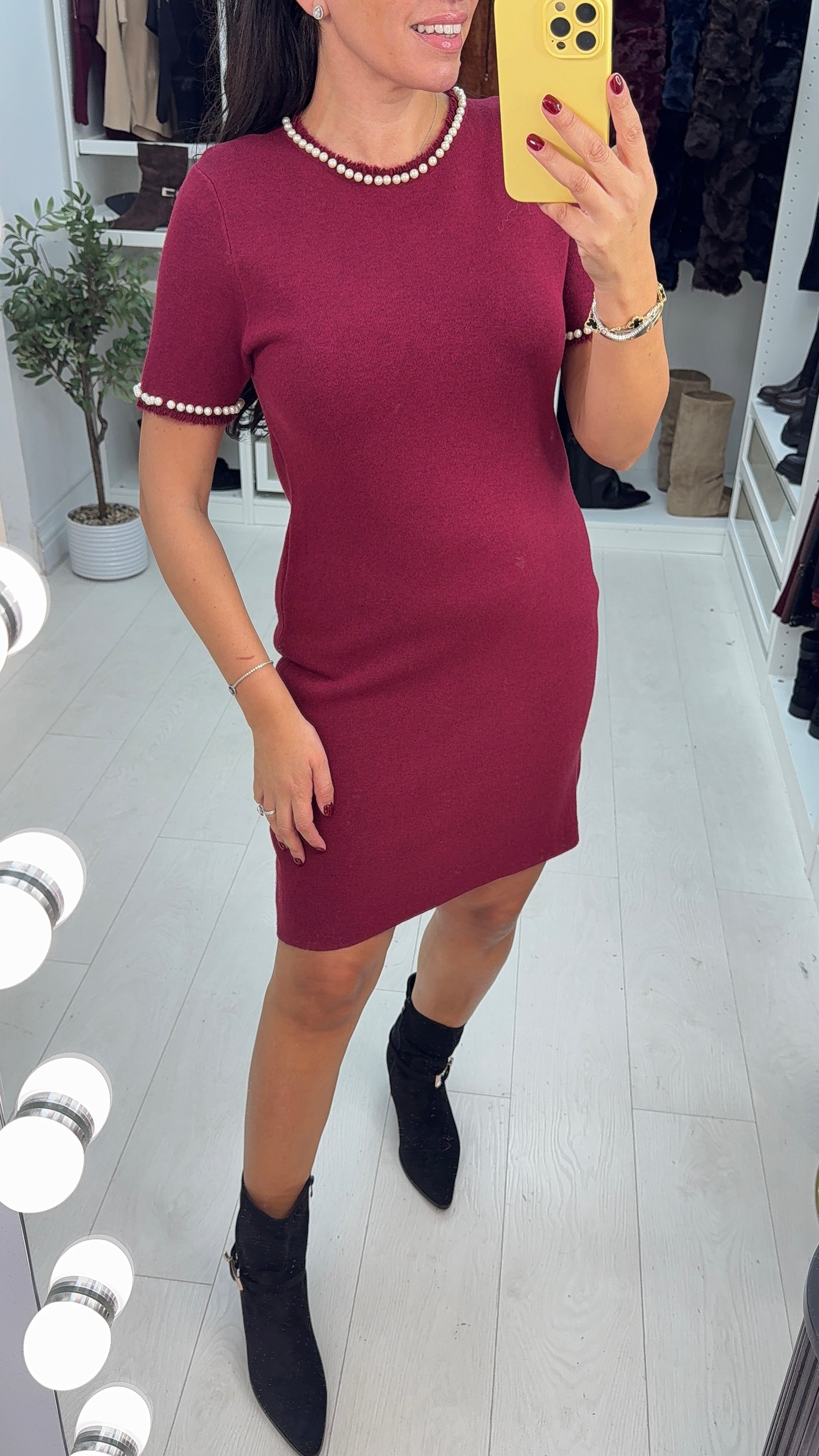 Ursula Plain Pearl Detailed Knit Dress