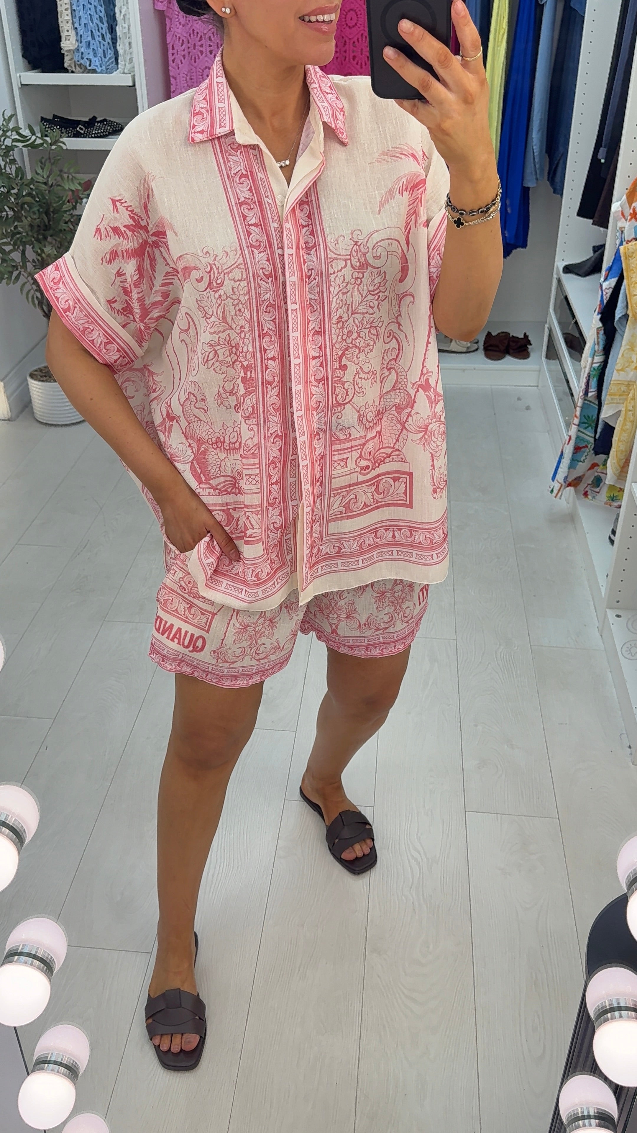 Channon Printed Loose Fit Shirt & Shorts Co-Ord Set