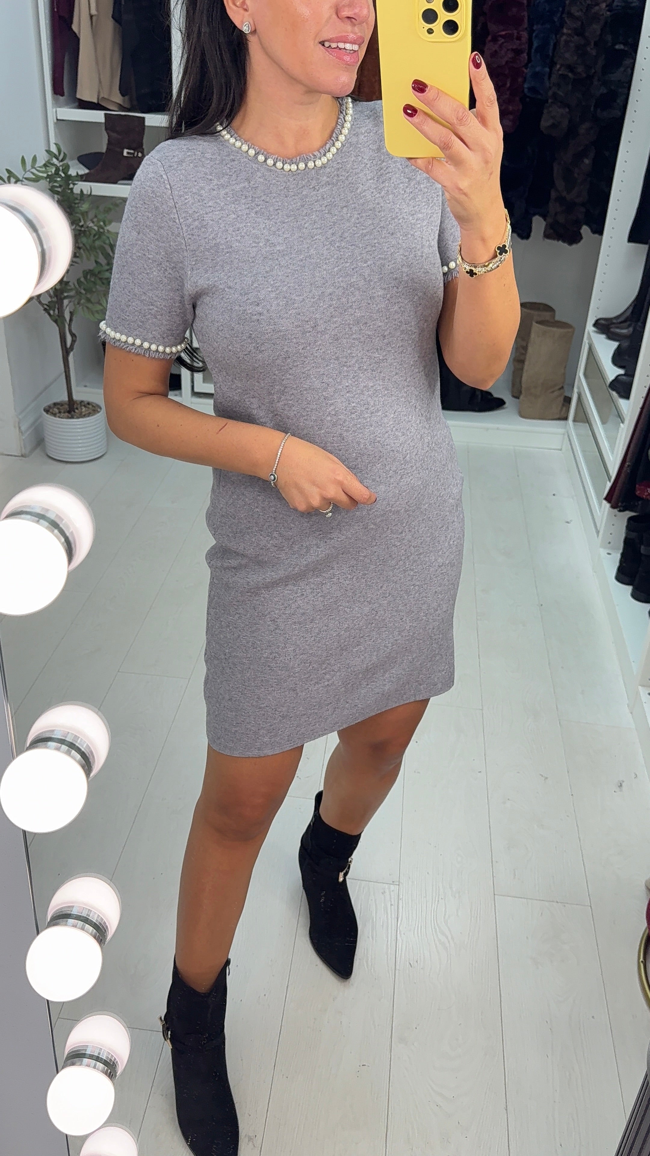 Ursula Plain Pearl Detailed Knit Dress