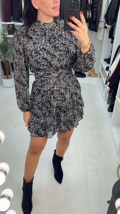 Averie Abstract Print Shirred Waist Mini Dress