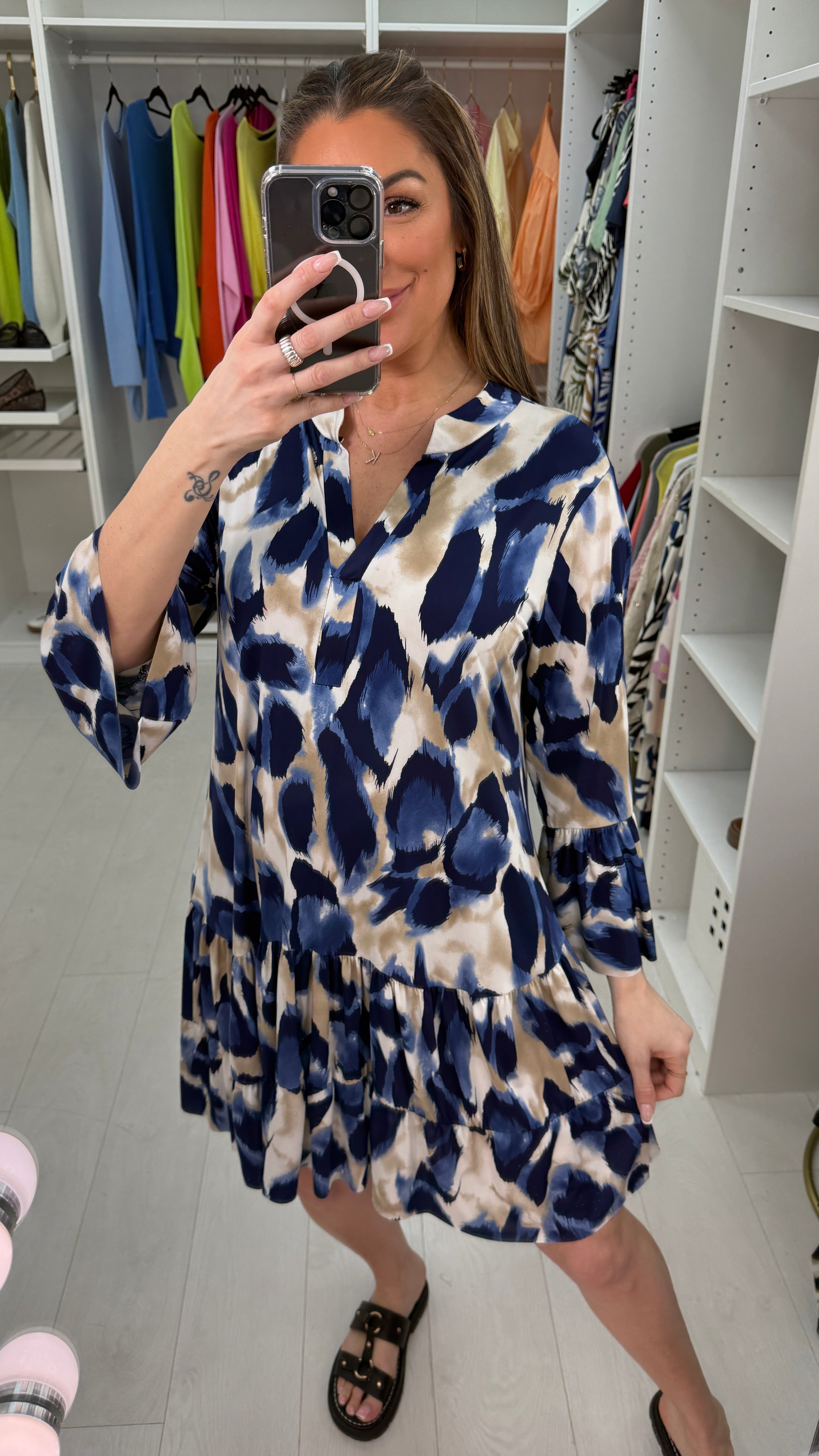 Fiona Animal Print Smock Dress