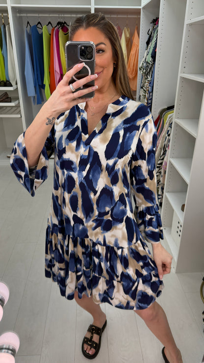 Fiona Animal Print Smock Dress