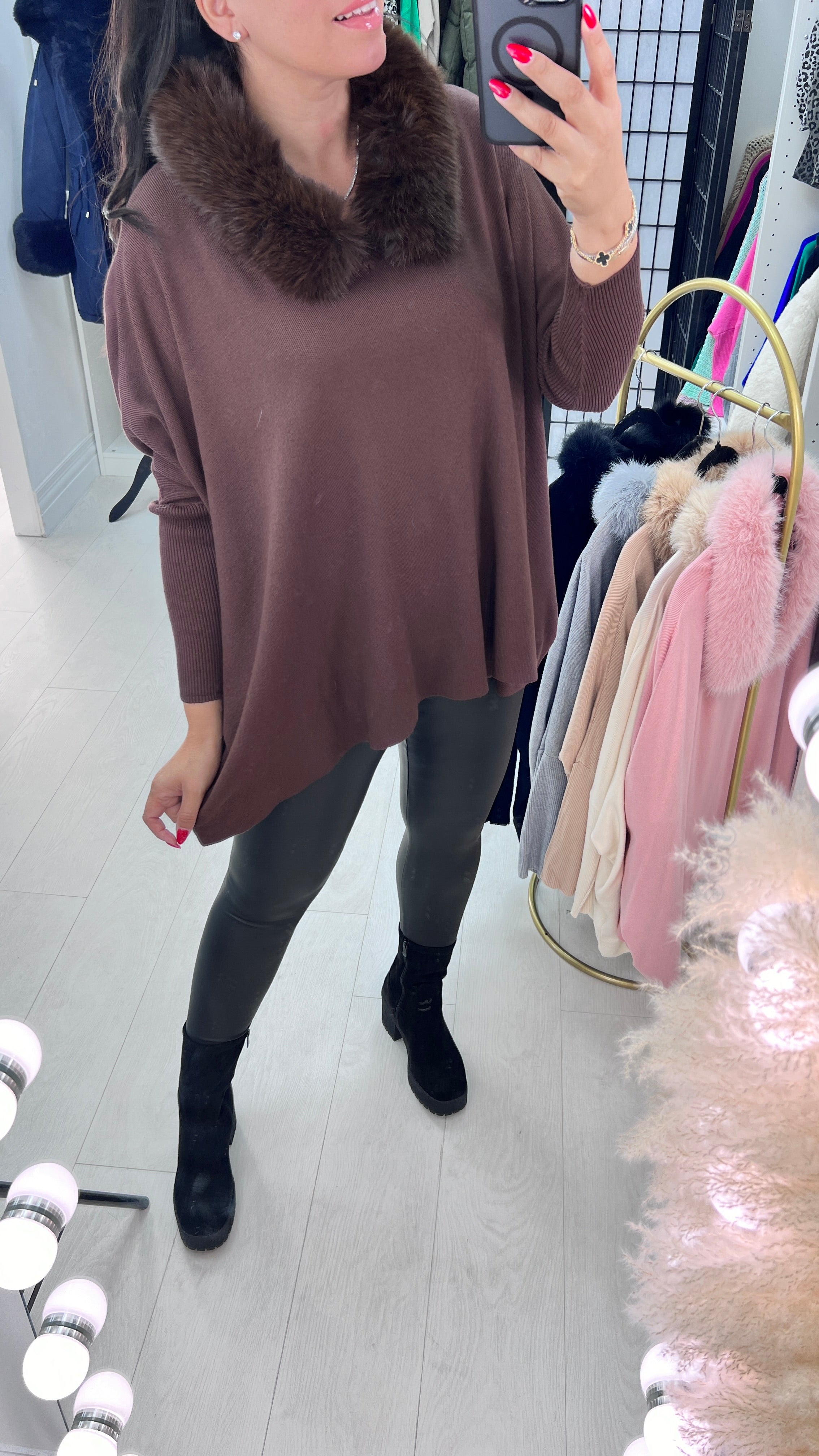 Shanna Faux Fur Trim Jumper