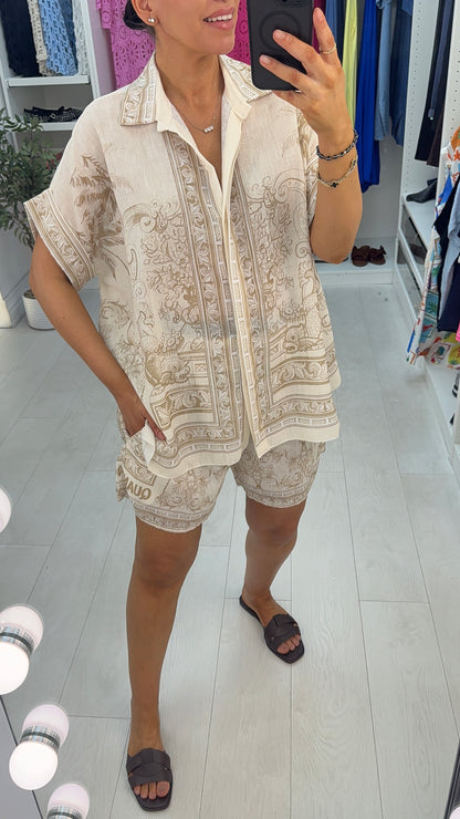Channon Printed Loose Fit Shirt & Shorts Co-Ord Set