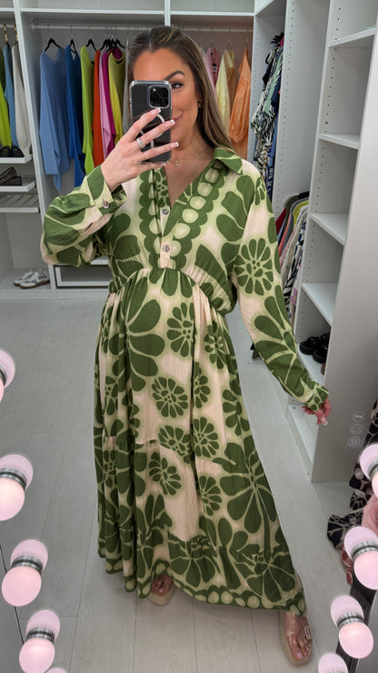 Fabiana Floral Print Smock Maxi Dress