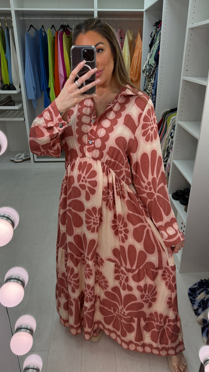 Fabiana Floral Print Smock Maxi Dress