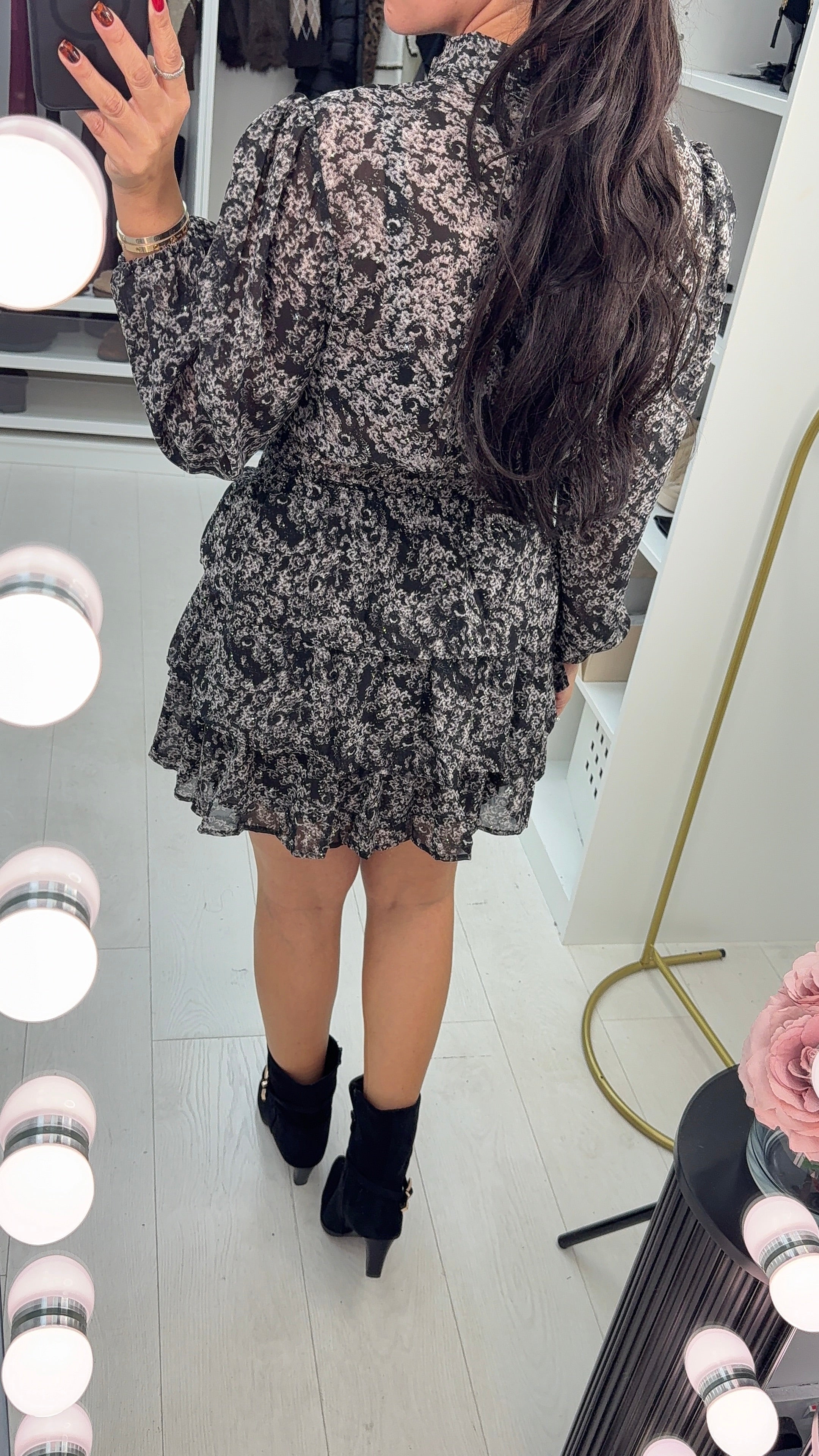 Averie Abstract Print Shirred Waist Mini Dress