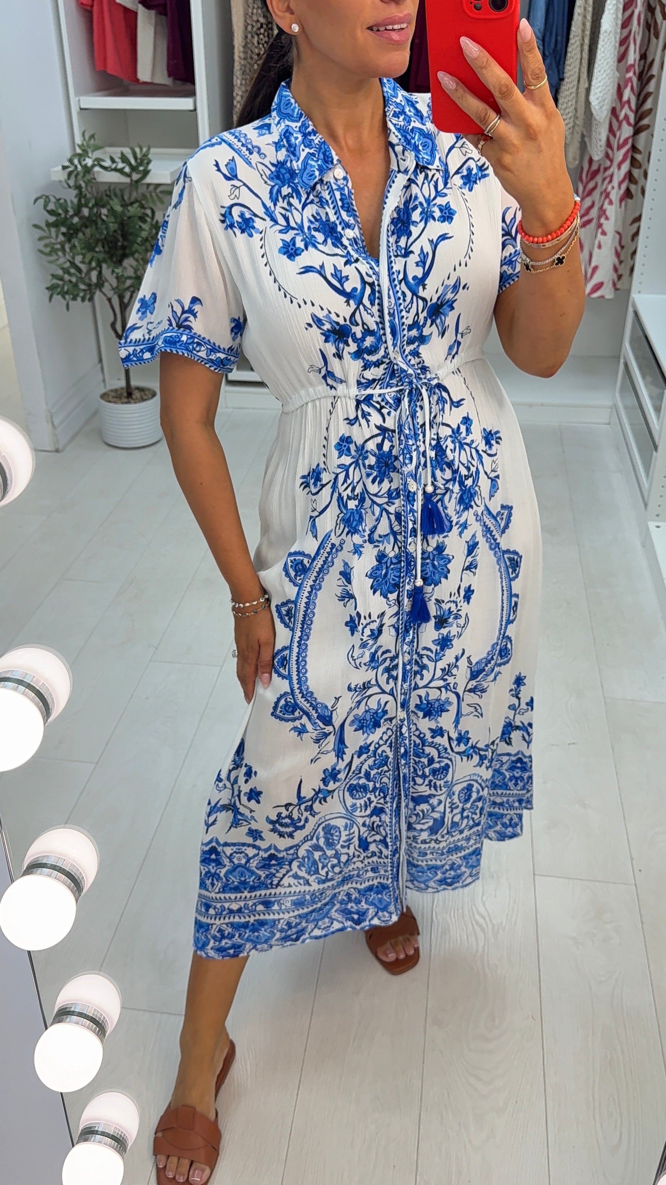 Urzula Drawstring Waist Floaty Shirt Dress