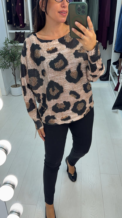 Ezzie Animal Print Batwing Top