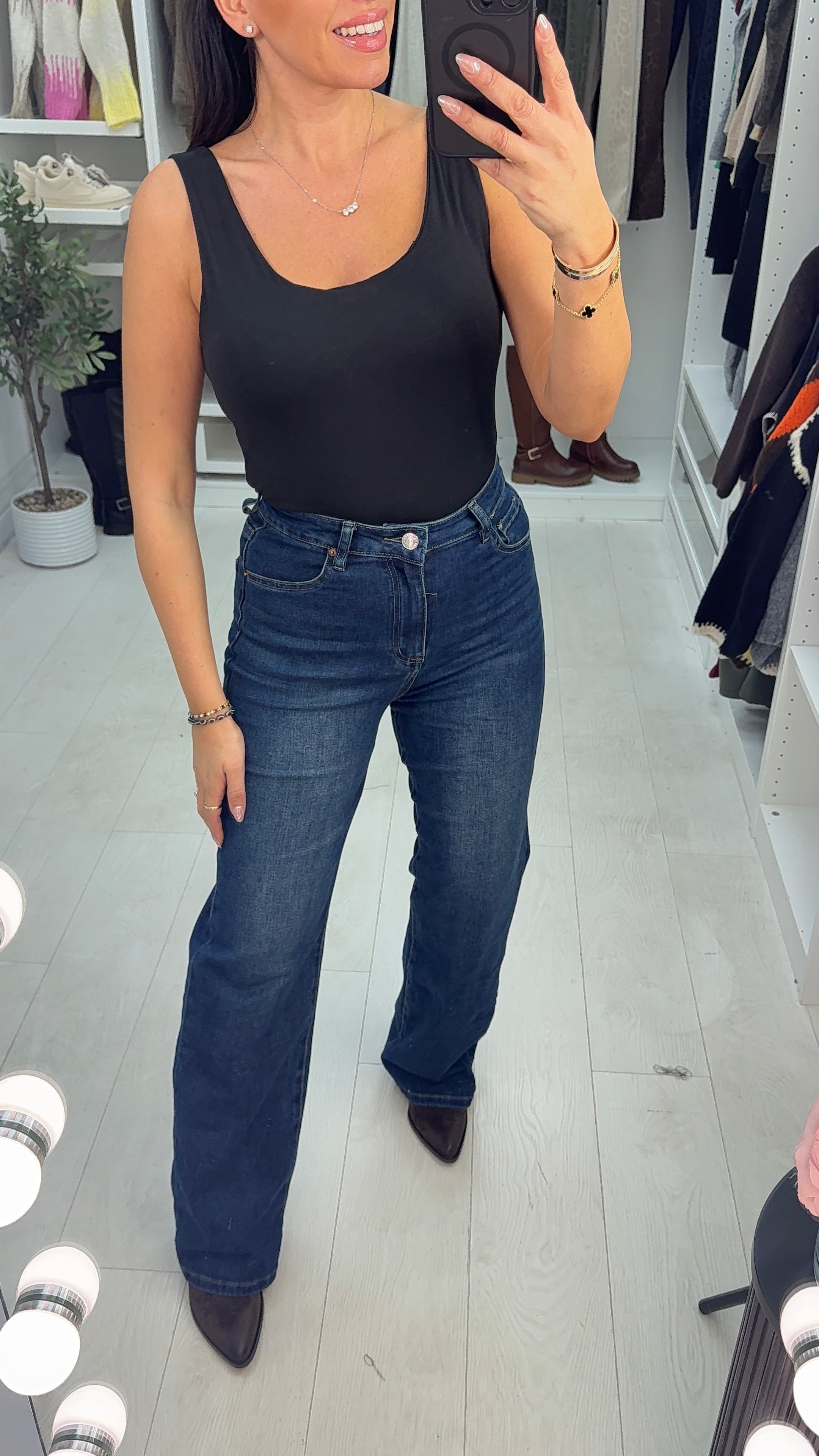 Mallie High Waisted Dark Denim Jeans