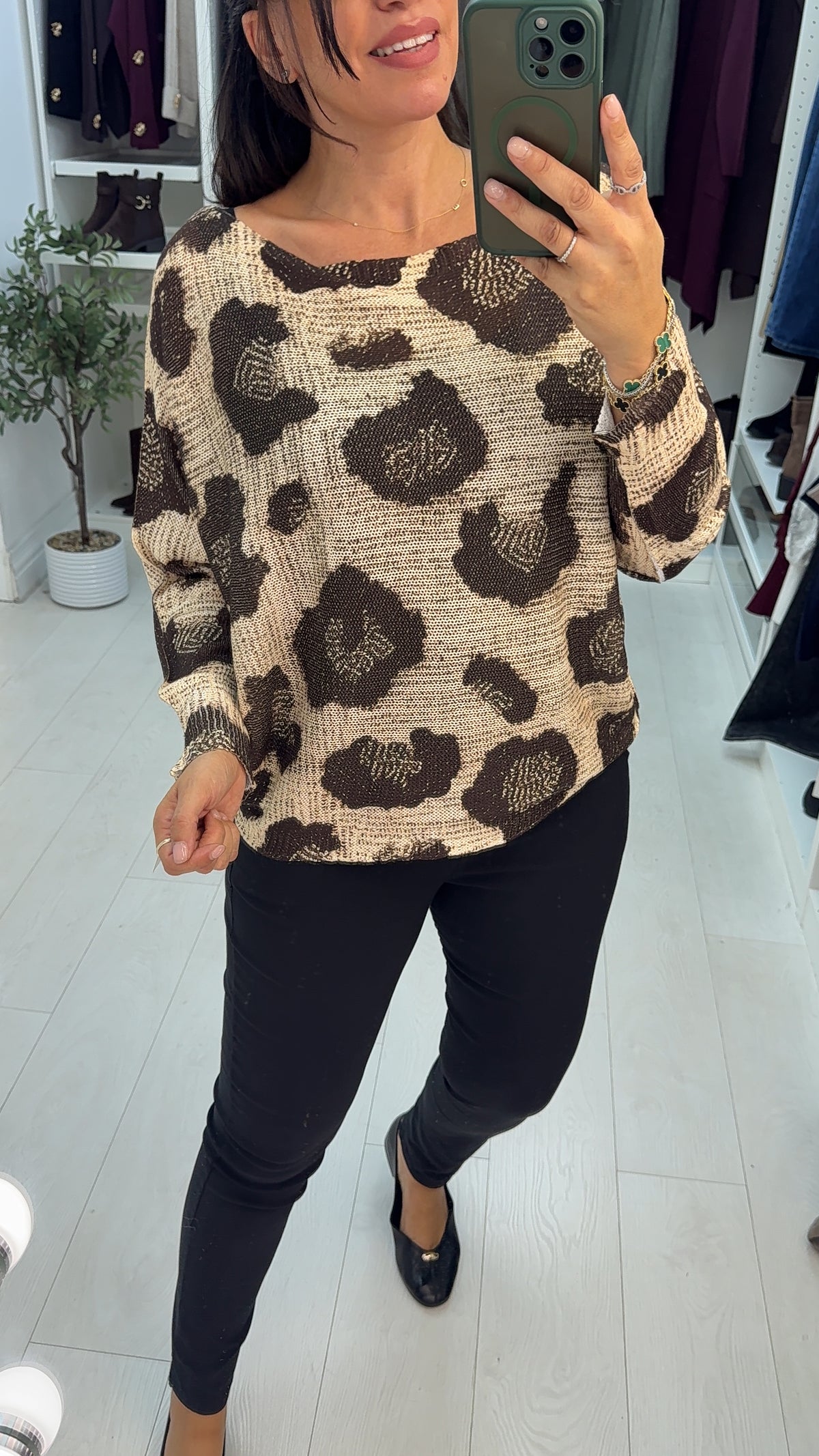 Ezzie Animal Print Batwing Top