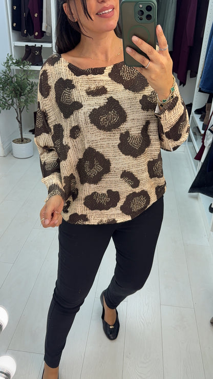 Ezzie Animal Print Batwing Top