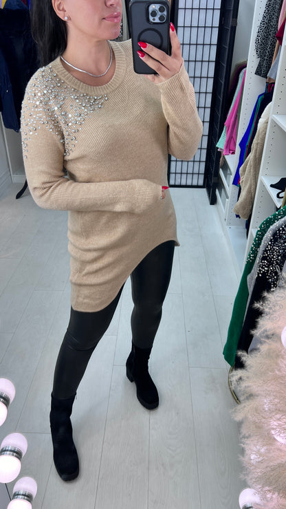 Alita Silver Star Gem Sparkle Shoulder Jumper