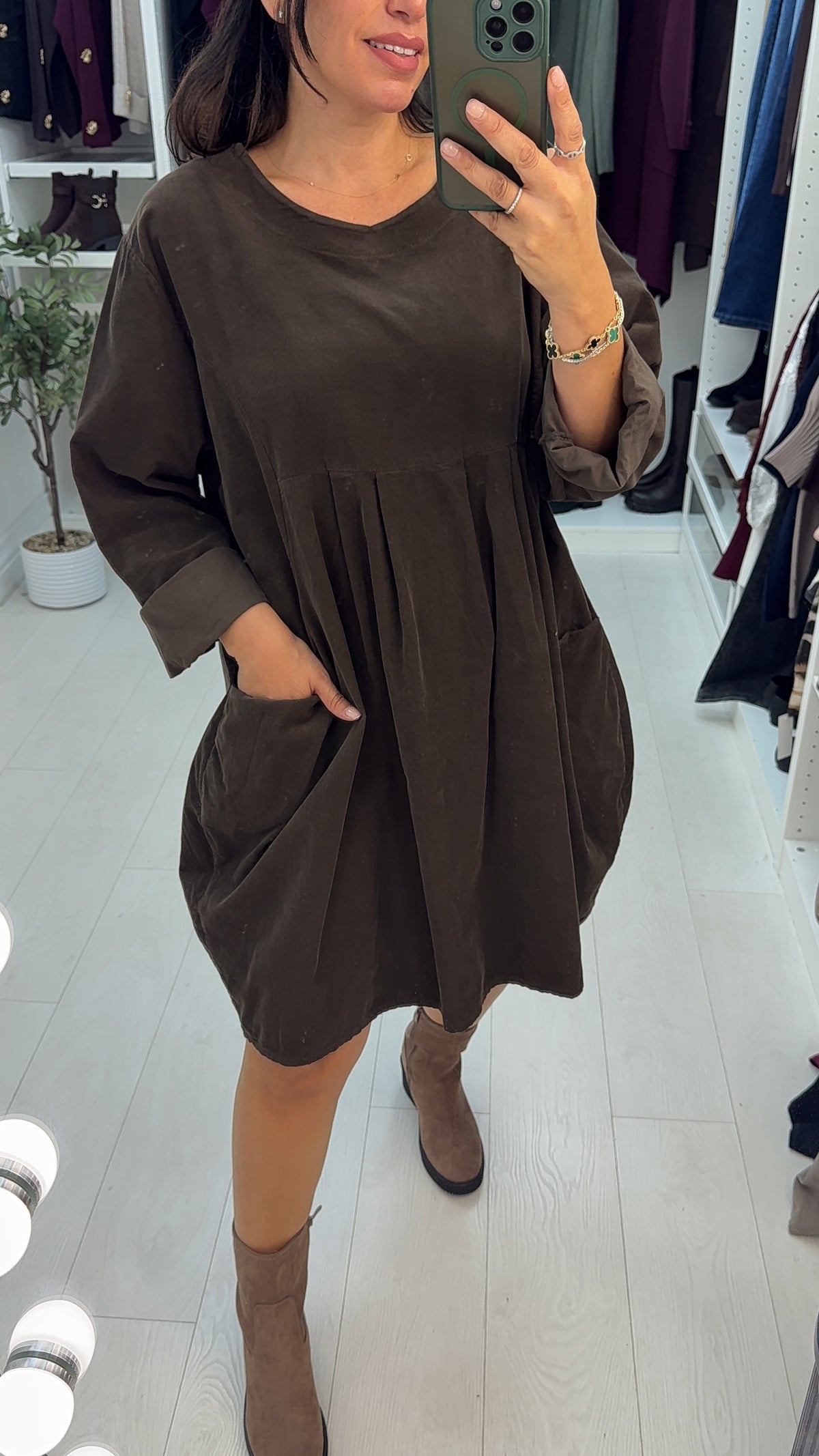 Fabiola Pocket Front Loose Fit Corduroy Dress
