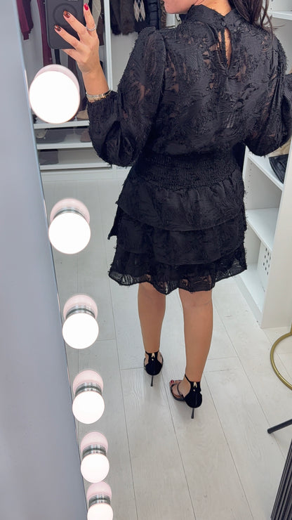 Kenia Textured Detail Shirred Waist Mini Dress