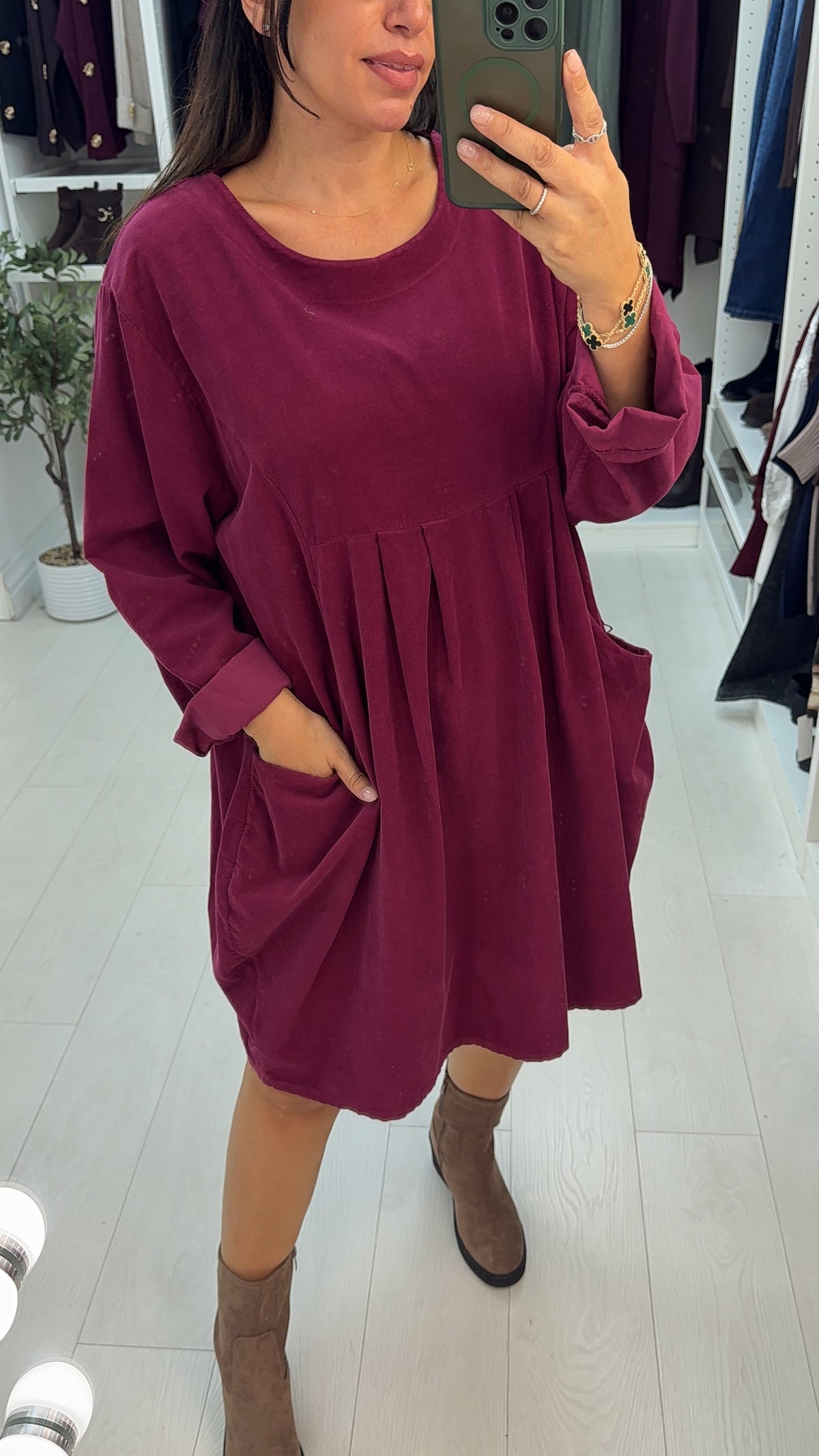 Fabiola Pocket Front Loose Fit Corduroy Dress