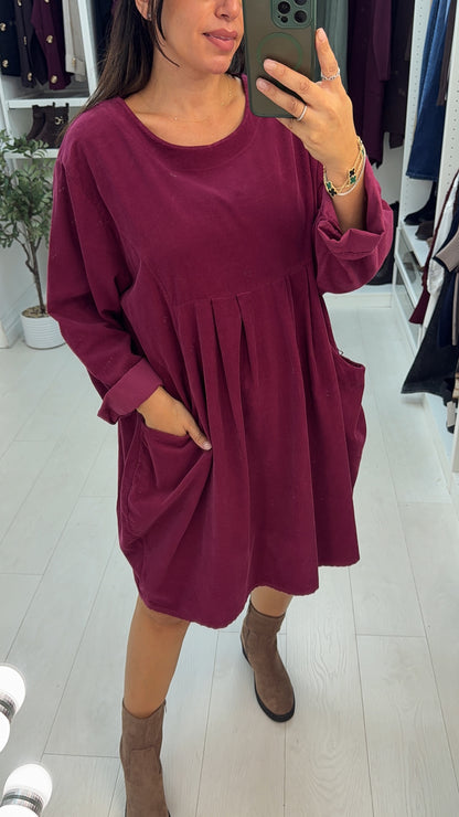 Fabiola Pocket Front Loose Fit Corduroy Dress