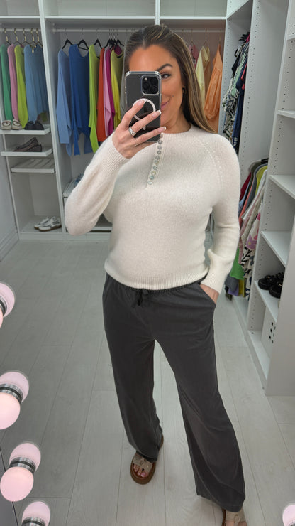 Serine Plain Elasticated Waist Straight Leg Trousers