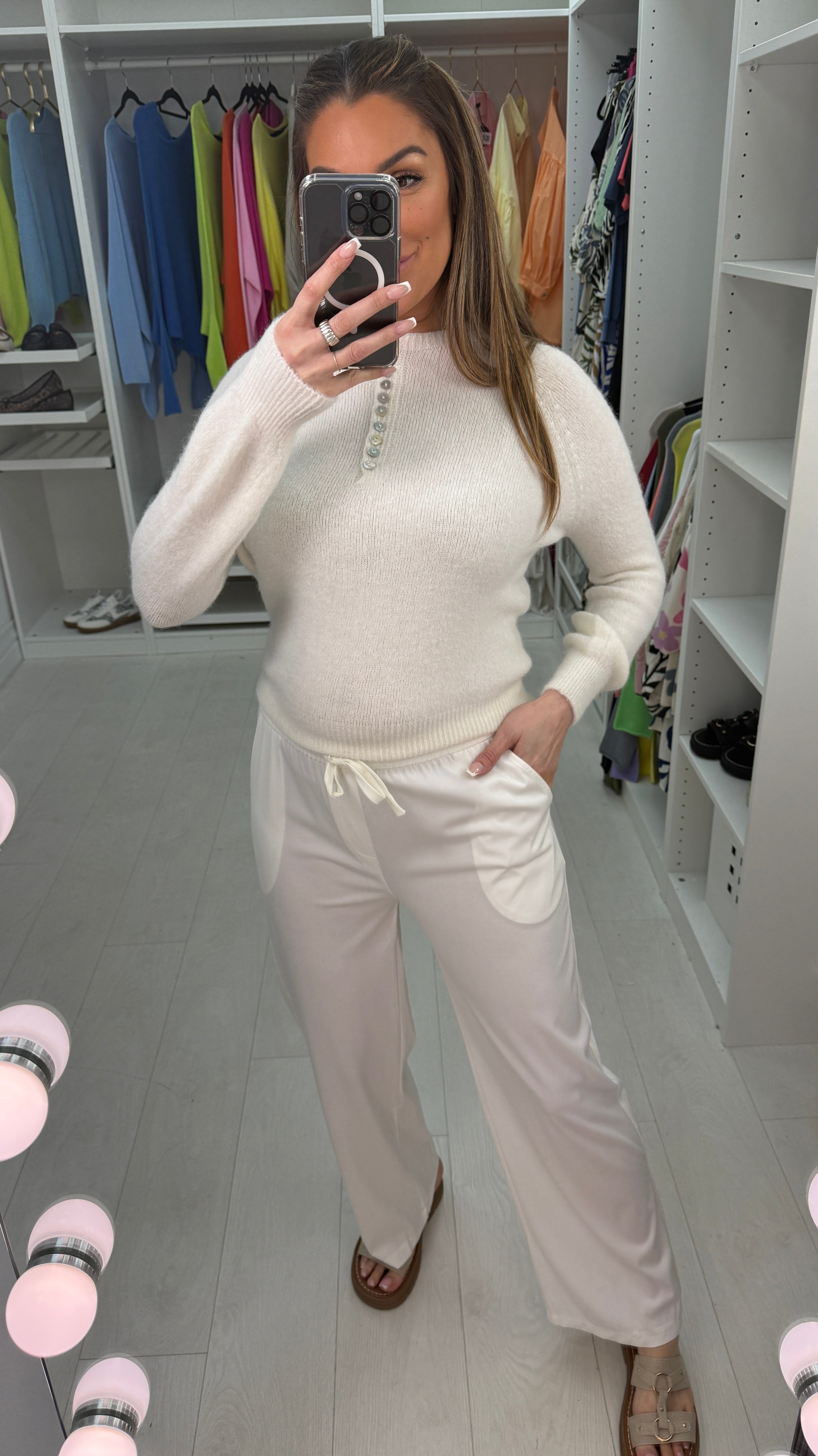 Serine Plain Elasticated Waist Straight Leg Trousers