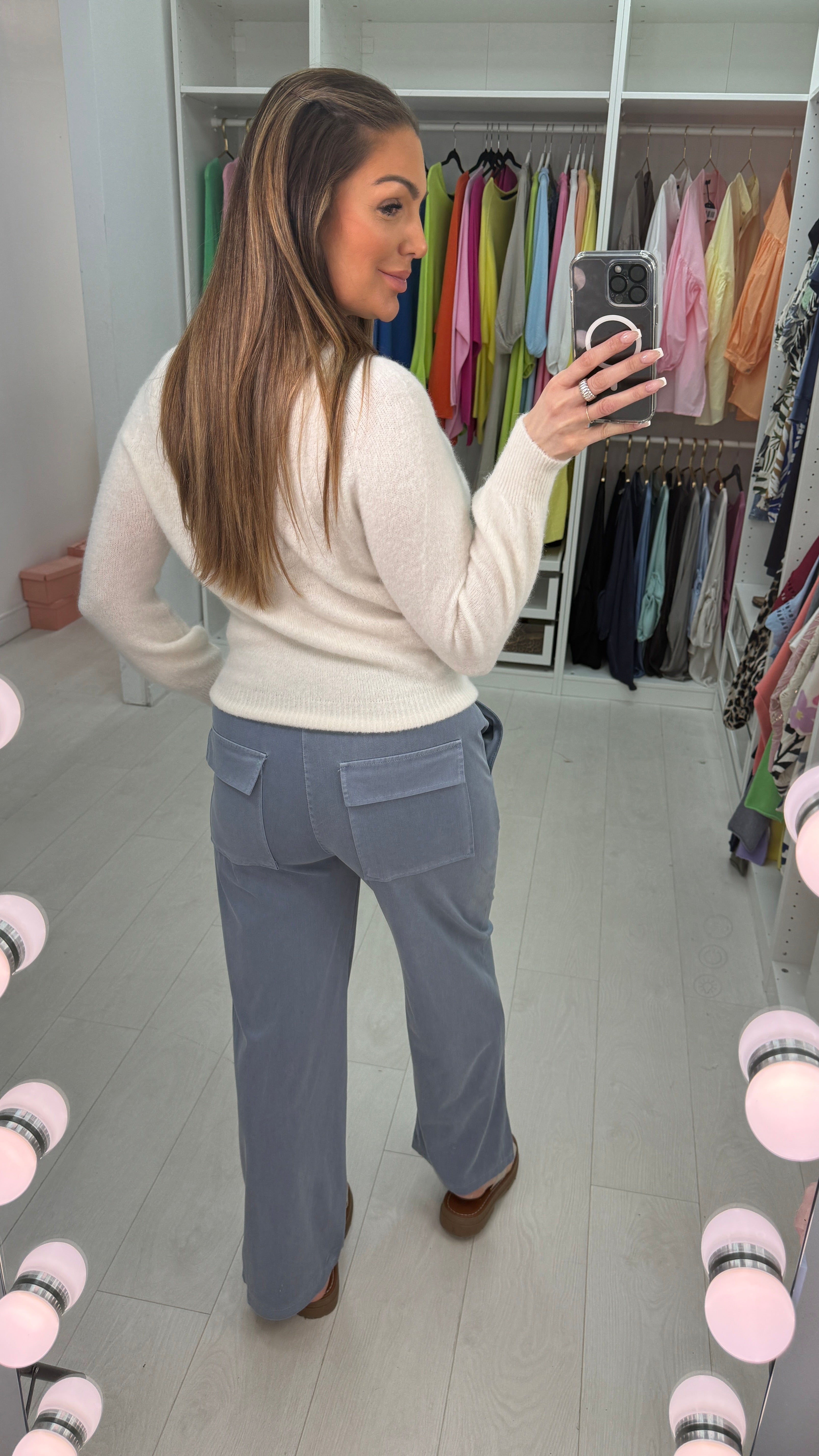 Serine Plain Elasticated Waist Straight Leg Trousers