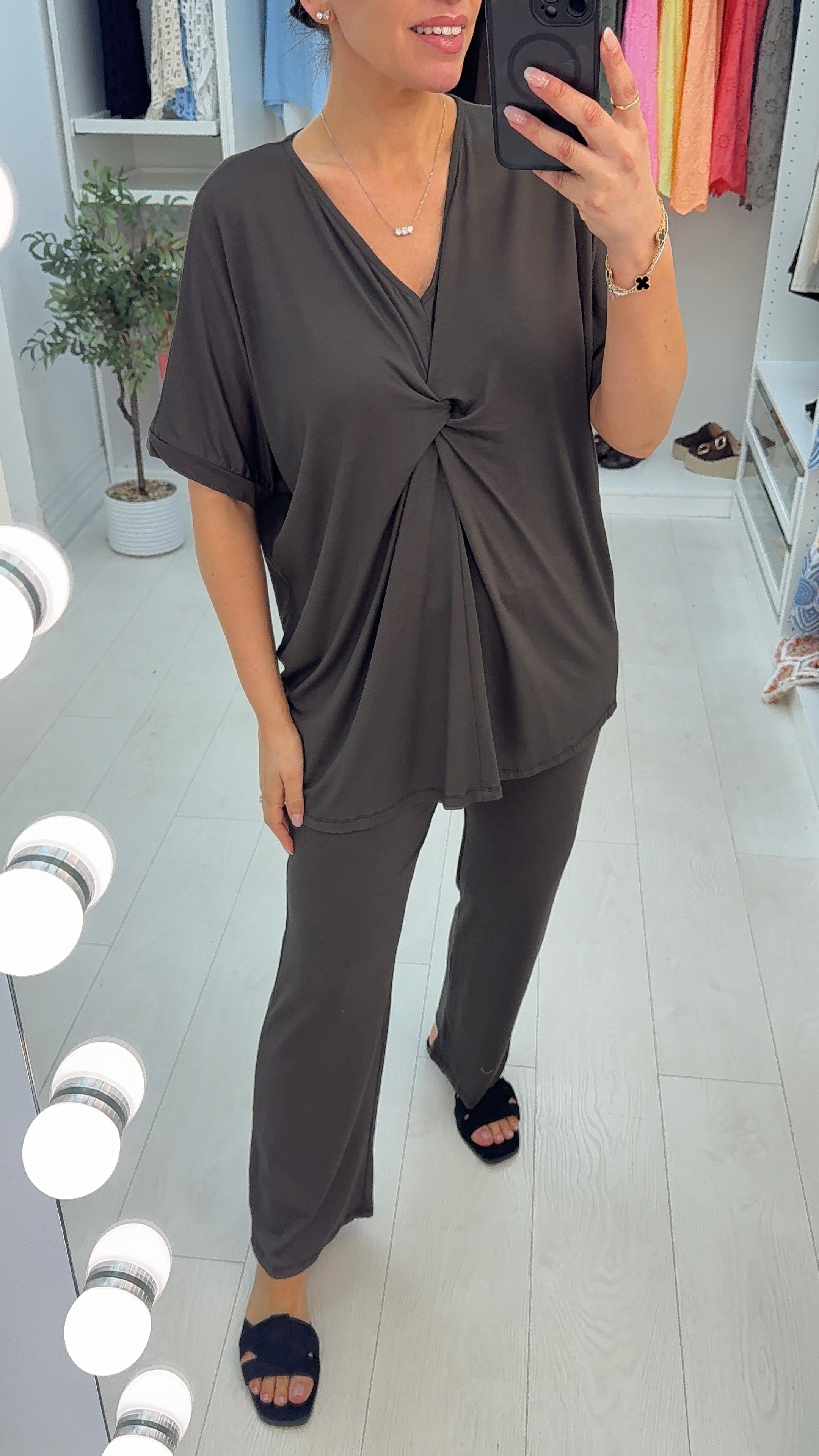 Candise Plain Twist Front Loose Fit Co-Ord Set
